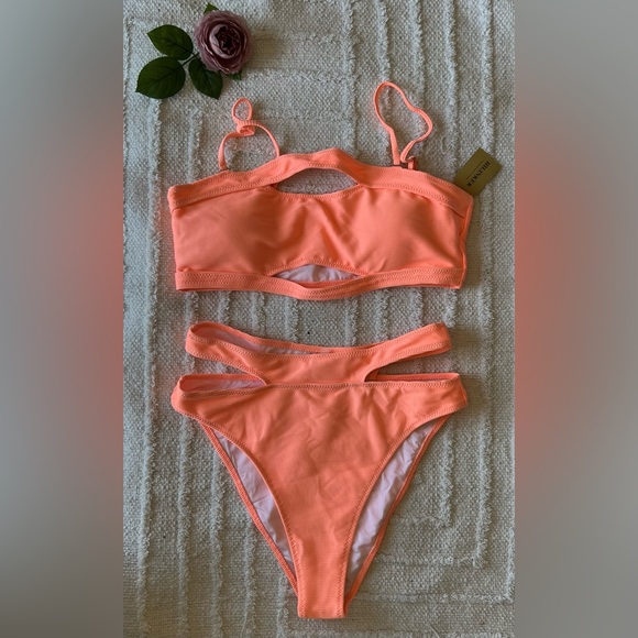 HILINKER 2 Piece Bikini High Waisted Bandeau Bathing Suit Swimsuit- Size XL - Picture 3 of 7